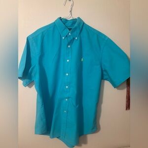 Polo Ralph Lauren Men's Blue Short Sleeve Teal Lime Green Pony size xL